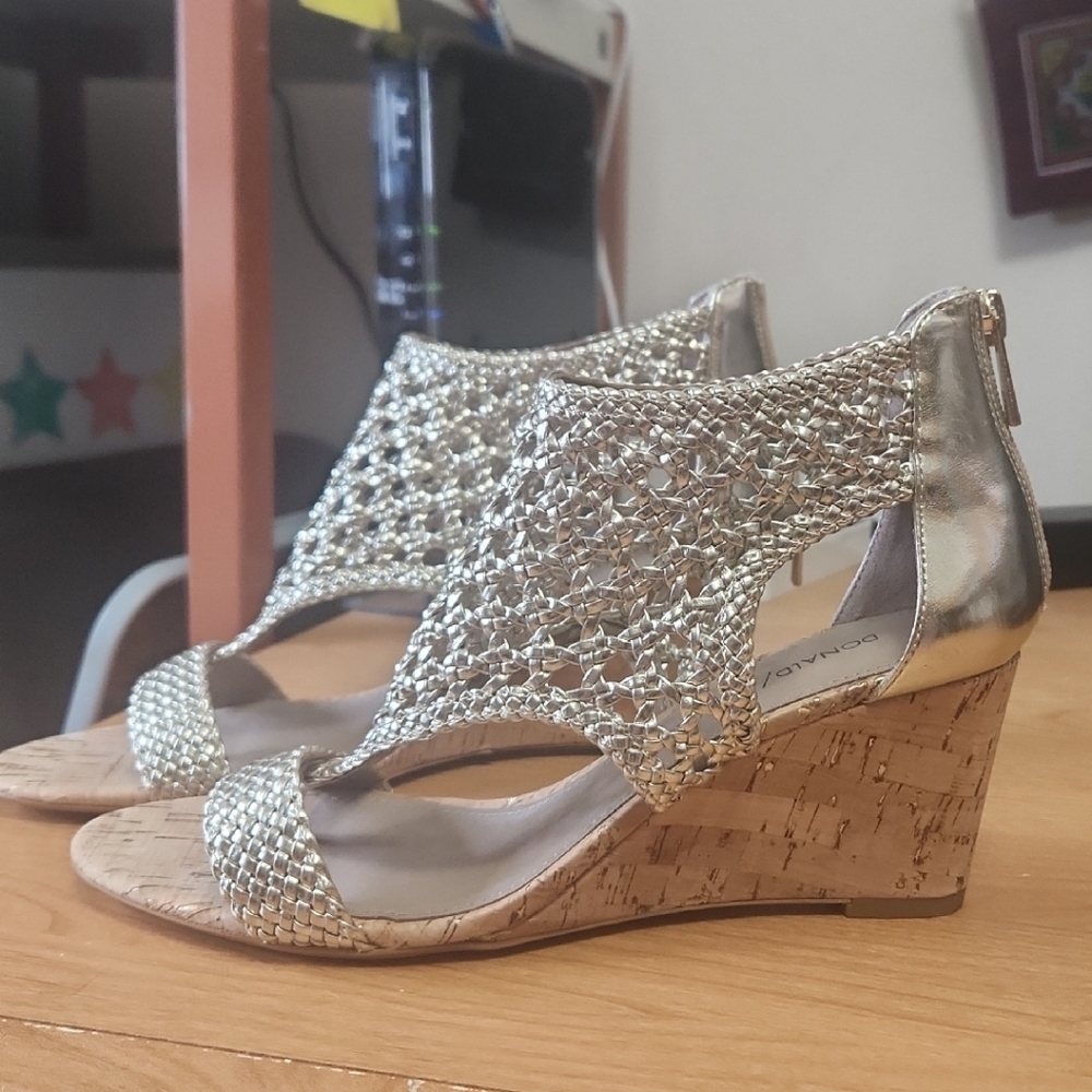Donald J. Pliner Gold Wedge Sandals